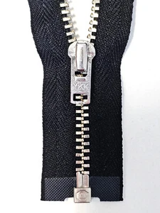 YKK Reißverschluss teilbar 3mm fein silber- Kette 50-80cm schwarz - Bild 1 von 1