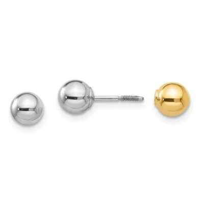 14K Two Tone Gold 5mm Reversible Ball Stud Earrings Madi K Children's Jewelry - Image 1 of 4