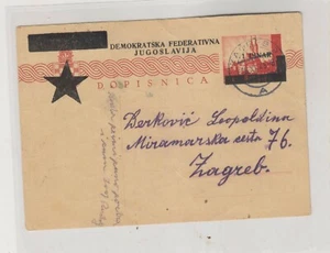 YUGOSLAVIA,SARAJEVO locals,1945,postal stationery ,used in Zagreb RR  - Picture 1 of 2