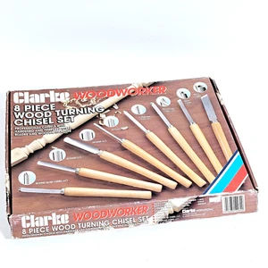 Clarke Wood Turning Chisel Set For Woodworking Tempered Steel Blades Preloved - Picture 1 of 24