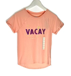 Girls Cat & Jack VACAY Shirt w/ Sequin Stars Shells Palm Tree Sun Size L (10-12) - Picture 1 of 4