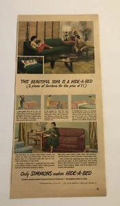 Pubblicità stampa rivista 1949 Simmons Hide-A-Bed Chicago Co. 2D21 - Foto 1 di 3