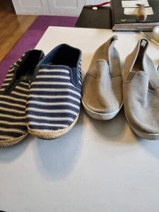 Canvas Jeans Shoes 2 Pairs Casual Boats Pumps Cotton Sneakers Holiday Men UK 7 - Picture 1 of 9