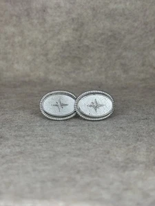 Vintage SHIELDS FIFTH AVENUE Silver Tone Engraved Western Cufflinks Set - Picture 1 of 4