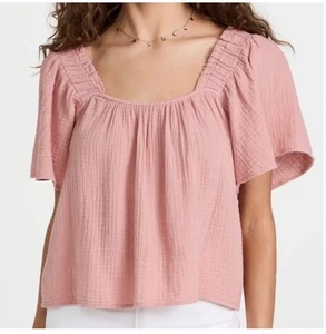 Xirena Oberteil Lou Flatterärmel quadratischer Ausschnitt Baumwolle Bluse Größe Small Damen rosa - Bild 1 von 7