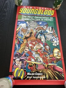 Vintage 1992 Malibu Comic Store Display Poster Rob Liefeld Youngblood - Picture 1 of 7