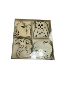 holiday time 12 count mini wood animal ornaments arts crafts unfinished - Bild 1 von 3