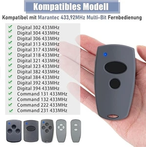 For Marantec D302/D304-433, D384/D321/D323-433, 433MHz 1PC Garage door remote - Picture 1 of 7