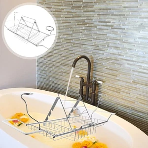  Bath Shelf over Retractable Rack Kitchen Storage Organizer The Tub Racks - Picture 1 of 10