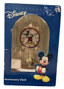 Pendule tournante dôme en verre Disney Mickey Mouse anniversaire horloge neuve en boîte - Photo 1/5