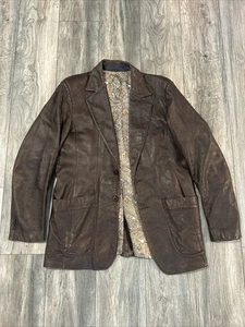 Vintage Scully Leatherwear Western Brown Mens 2 Button Blazer Jacket Sz 44 L - Picture 1 of 21