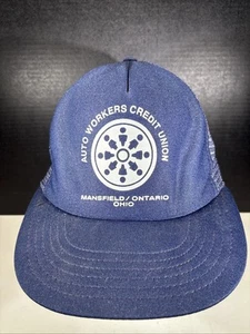 VTG. Auto Workers Credit Union Hat Mansfield/Ontario Ohio Mesh USA Foam Snapback - Picture 1 of 11
