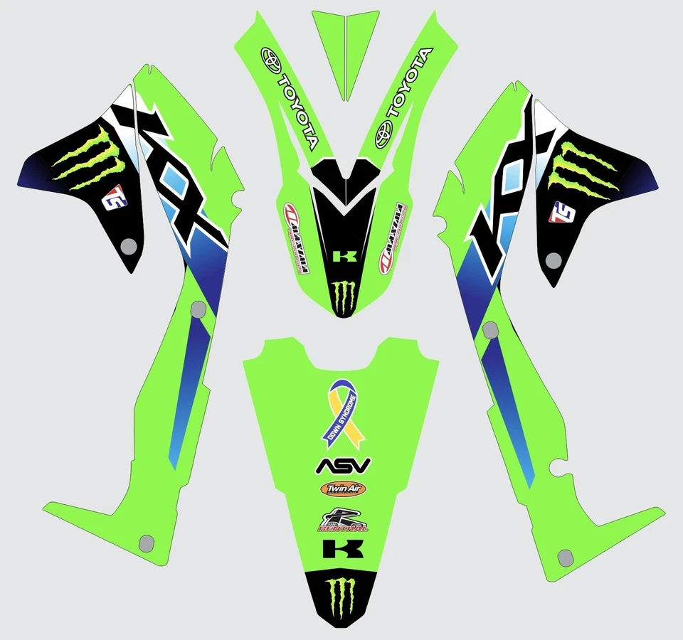 Kit gráfico para Kawasaki KXF450 KX450f KX 450f 2016-2018 calcomanías adhesivas Foto 1 de 1
