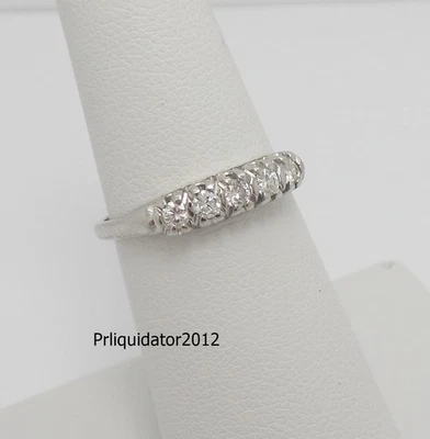 1/4CT Natural Diamond Shared Prong Anniversary Wedding Band Ring 14K White Gold - Image 1 of 4