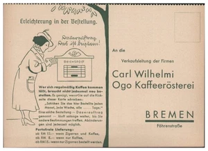 Y29585/ Carl Wilhelmi Ogo Kaffeerösterei Bremen Bestellkarte AK ca.1935 - Picture 1 of 2