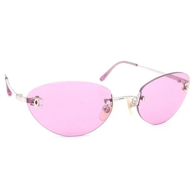 Gafas de sol Chanel 4003 c.124/76 sin montura ovaladas marca de coco rosa plata 53 Foto 1 de 4