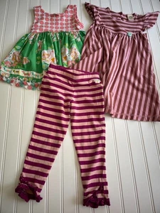 Girls Wild Flowers Bundle Size 4 one dress pant top stripes florals polka dots - Picture 1 of 10