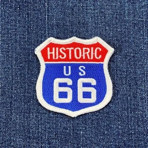 Route 66 Patch Red White & Blue Rt. 66 Embroidered Historic Sign Badge USA 2.5" - Picture 1 of 2