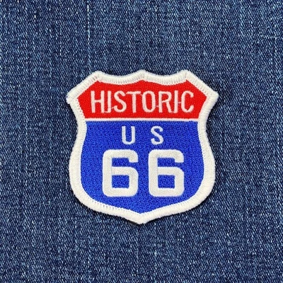 Route 66 Patch Red White & Blue Rt. 66 Embroidered Historic Sign Badge USA 2.5" - Image 1 of 2