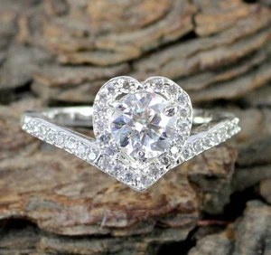 1,11 kt herzförmiger runder Schliff weißer Diamant Solitär zertifiziert Damen Charm Ring - Bild 1 von 6