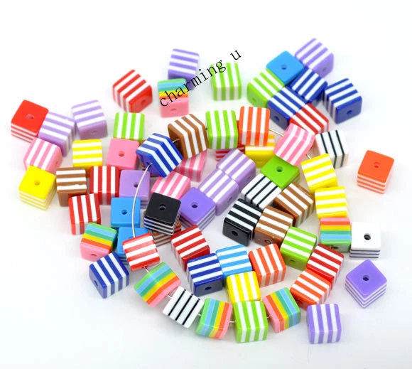 25pz  perline cubo in resina spacer separatori  8X8mm   - Immagine 1 di 1