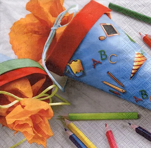 4 Motivservietten Servietten Napkins Tovaglioli Schultüte Schulanfang (798) - Picture 1 of 1