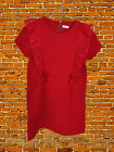 GIRLS NEXT DRESS AGE 9-10 YEARS RED MIX RUFFLE SHORT SLEEVE STRETCH PARTY 140CM