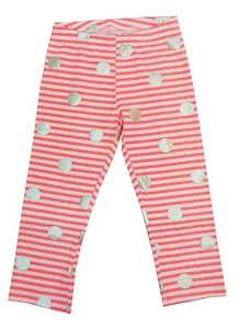 SO Peach Striped & Dots Cotton Capri Leggings Big Girls Pants 7-16 - Picture 1 of 1