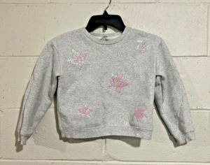 Ficcus Girls Grey Long Sleeve Sweatshirt w/ Bright Pink Stars | Size 10 - Picture 1 of 10