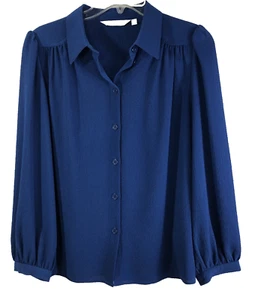 & Other Stories Top Paris Atelier Long Sleeve Button Up Blue - Women Size 8 - Picture 1 of 12