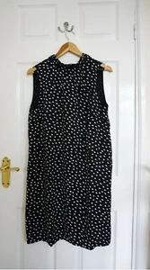 H&M Satin Black Spotted Dress Polka Dot Draping Pleated Ties Skirt M BNWT - Picture 1 of 6
