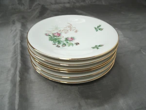 Vtg Heinrich MOSS ROSE Set of 6-6+" Bread Dessert Plates Selb White Background - Picture 1 of 4