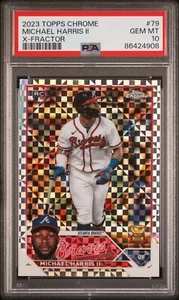 PSA 10 2023 Topps Chrome Michael Harris Rookie X-Fractor RC #79 Gem Mint - Bild 1 von 2
