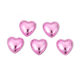 20 Rosa Herz Cabochon Acryl Kuppel Dichtungen 10 mm - Metallic Rosa Decoden - Bild 1 von 3