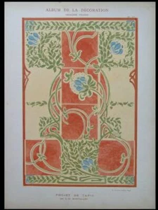 TEPPICH, FRANZOSISCHER ART NOUVEAU - 1900 - LITHOGRAPHIE, BONVALLET,JUGENDSTIL - Bild 1 von 1