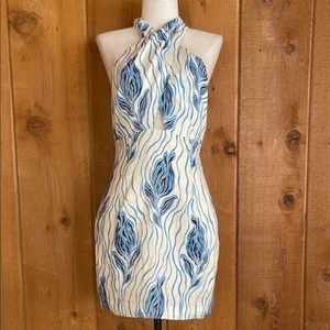 NWT $375 RHODE TALI LINEN HALTER DRESS IN A RARE MACADAMIA NICOBAR TULIP PRINT 4 - Picture 1 of 7