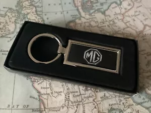 Chrome Keyring With Printed MG Logo 3 6 OBLONG - Picture 1 of 6