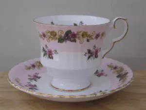Vintage Royal Windsor Pink, White & Floral Footed Teacup & Saucer Set - Picture 1 of 12