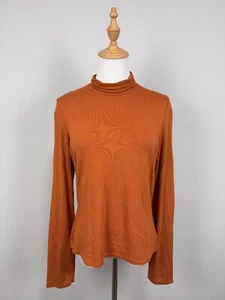 Weekend Max Mara Orange High Neck Long Sleeve Stretch Viscose Shirt Sz XL - Picture 1 of 21