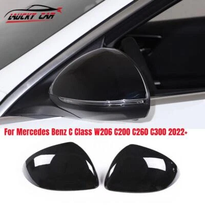 Gloss Black Side Rearview Mirror Cover For Mercedes Benz C Class W206 C200 2022+ - Image 1 of 4