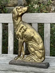 Edwardian Era Solid Brass Pointer Gun-Dog Door Stop/Ornament in Heavy Cast Metal - Picture 1 of 5