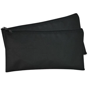 DALIX Zipper Money Bank Bag Pencil Pouch Makeup Travel Accessories Black 2 PACK - Picture 1 of 6