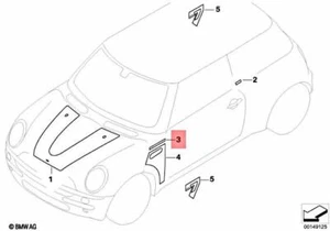 Genuine MINI Cooper One R50 R53 S Adhesive Film Upper Right Scuttle 51147168902 - Picture 1 of 1