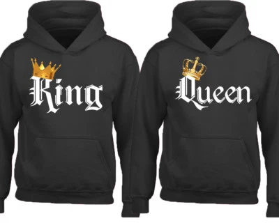King Queen COLOR Couple Matching HOODIE Valentines Day Love Matching Sweatshirt - Image 1 of 2