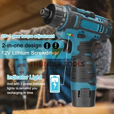 Thunder Tools 12V Electric Screwdriver Torque Adjustable 2 Speed Control Modes - Image 1 of 4