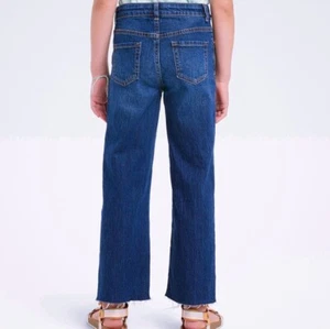 Cat and Jack Girl's Mid-rise Wide Leg Crop Jeans Dark Wash Size 6 - Picture 1 of 4