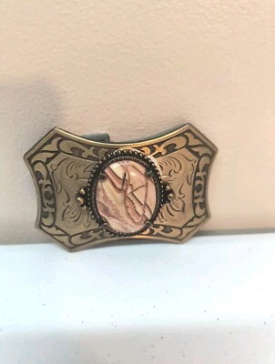 Винтажная пряжка для ремня агат драгоценный камень юго-запад богемное вестерн унисекс бронза  - Изображение 1 из 4