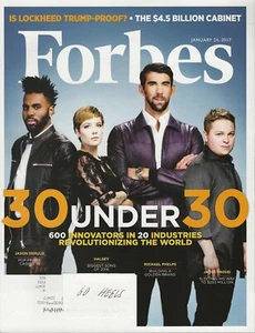 Forbes January 24, 2017 HALSEY MICHAEL PHELPS JASON DERULO 30 UNDER 30 HTF Rare - Imagen 1 de 1