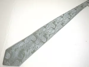 Brand Q Herren Krawatte Krawatte grau Paisley 100 % Mikrofaser 61 Zoll lang - Bild 1 von 4