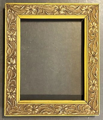 Excelente marco de madera y estuco vintage de flores Art Nouveau 10 1/2 x 12 1/2 ca 1900 Foto 1 de 2